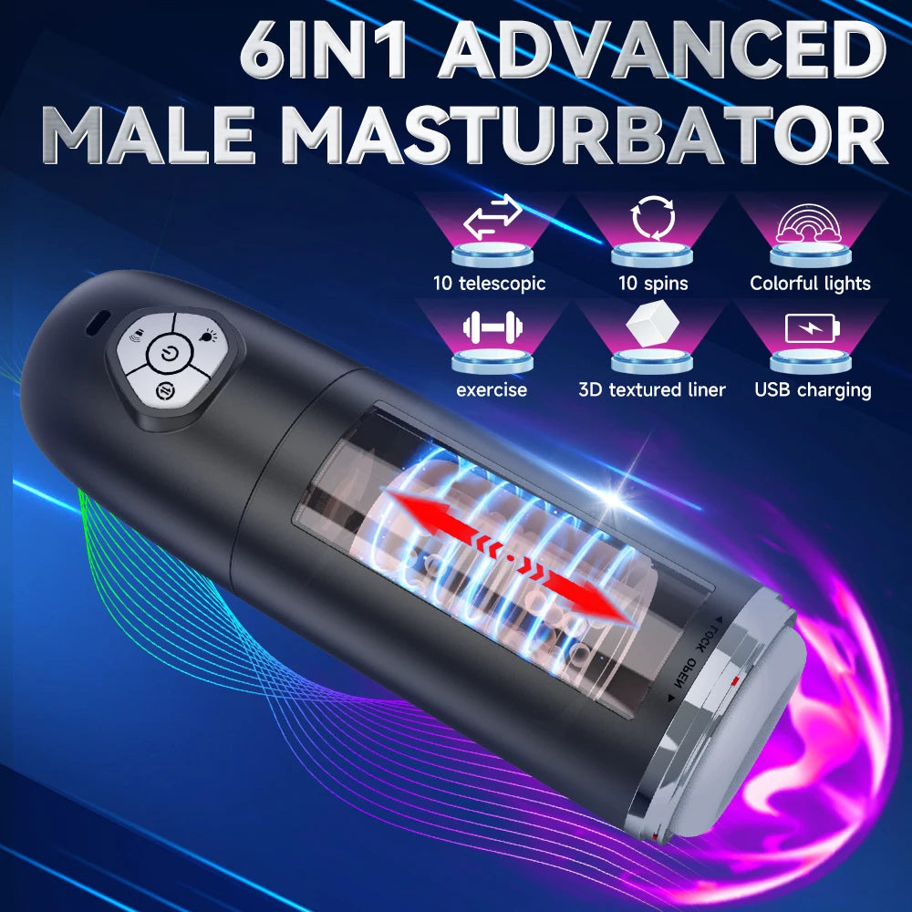 Automatic Telescopic Rotating Male Masturbator Cup Vagina Masturbation Vibration Blowjob Adults Sex Machines Sex Toys for Men