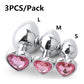 Anal Plug Heart 3 Sizes Stainless Steel Crystal Anal Plug Removable Butt Plug Stimulator Anal Sex Toys Prostate Massager Dildo